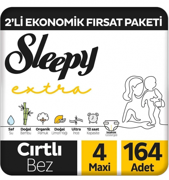 Sleepy Extra Günlük Aktivite 4 Beden 164 Adet Bebek Bezi