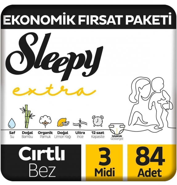 Sleepy Extra Günlük Aktivite 3 Beden 84 Adet Bebek Bezi