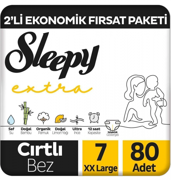 Sleepy Extra Günlük Aktivite 7 Beden 80 Adet Bebek Bezi