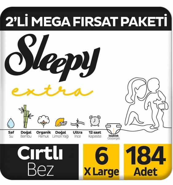 Sleepy Extra Günlük Aktivite 6 Beden 184 Adet Bebek Bezi