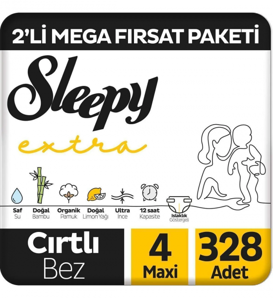 Sleepy Extra Günlük Aktivite 4 Beden 328 Adet Bebek Bezi
