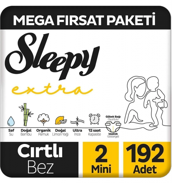 Sleepy Extra Günlük Aktivite 2 Beden 192 Adet Bebek Bezi