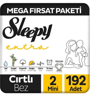 Sleepy Extra Günlük Aktivite 2 Beden 192 Adet Bebek Bezi