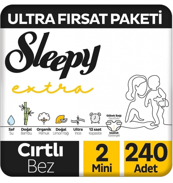 Sleepy Extra Günlük Aktivite 2 Beden 240 Adet Bebek Bezi