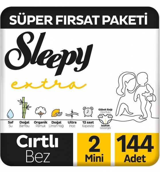 Sleepy Extra Günlük Aktivite 2 Beden 144 Adet Bebek Bezi