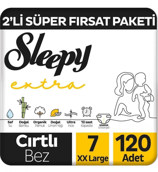 Sleepy Extra Günlük Aktivite 7 Beden 120 Adet Bebek Bezi
