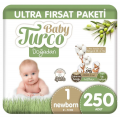 Baby Turco Doğadan 1 Beden 250 Adet Bebek Bezi