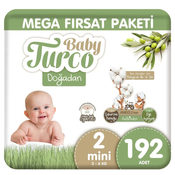 Baby Turco Doğadan 2 Beden 192 Adet Bebek Bezi