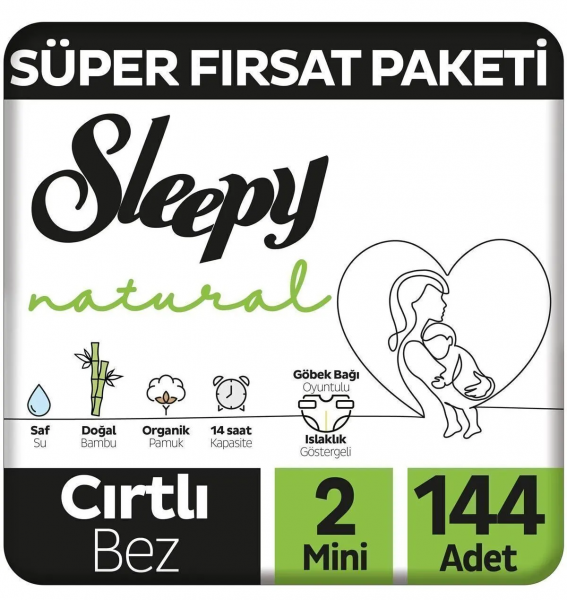 Sleepy Natural 2 Beden 144 Adet Bebek Bezi