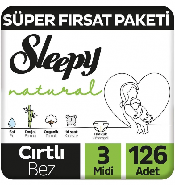 Sleepy Natural 3 Beden 126 Adet Bebek Bezi