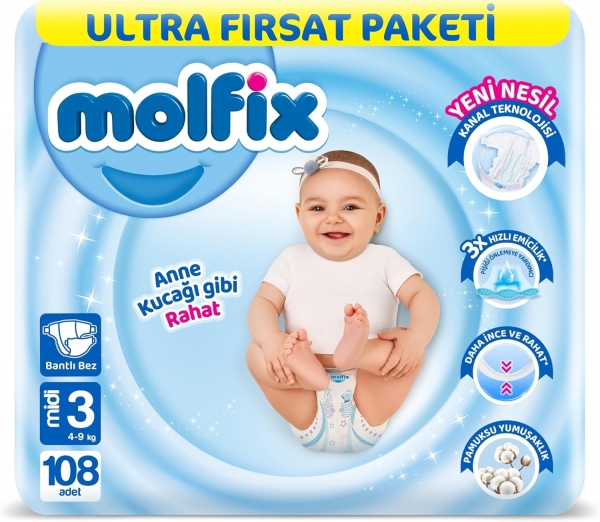 Molfix 3 Beden 108 Adet Bebek Bezi