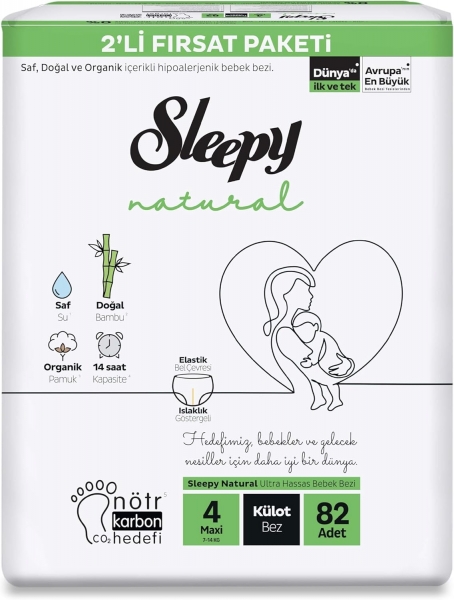 Sleepy Natural Külot Bez 4 Beden 82 Adet Bebek Bezi