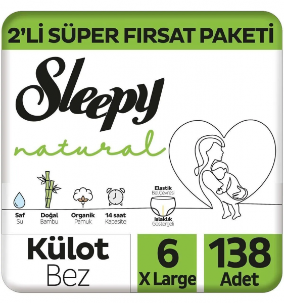 Sleepy Natural Külot Bez 6 Beden 138 Adet Bebek Bezi