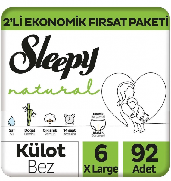 Sleepy Natural Külot Bez 6 Beden 92 Adet Bebek Bezi