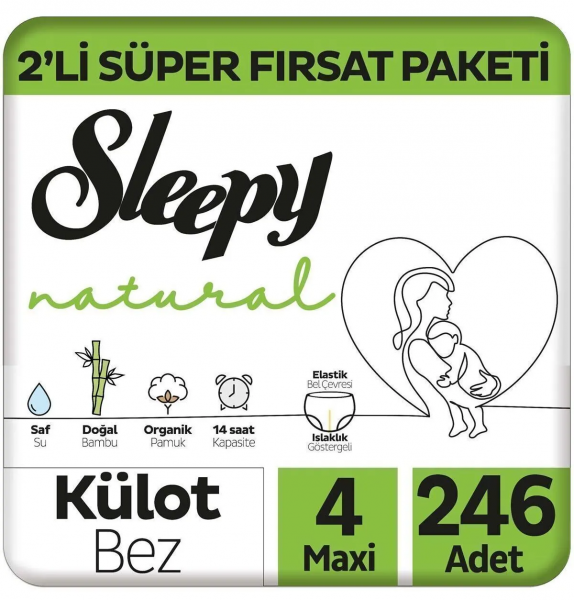 Sleepy Natural Külot Bez 4 Beden 246 Adet Bebek Bezi