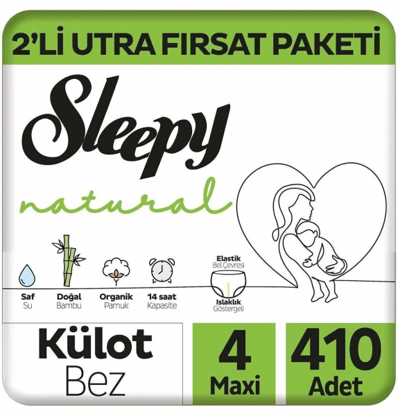 Sleepy Natural Külot Bez 4 Beden 410 Adet Bebek Bezi