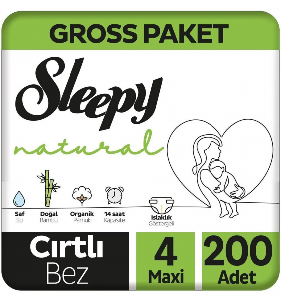 Sleepy Natural 4 Beden 200 Adet Bebek Bezi