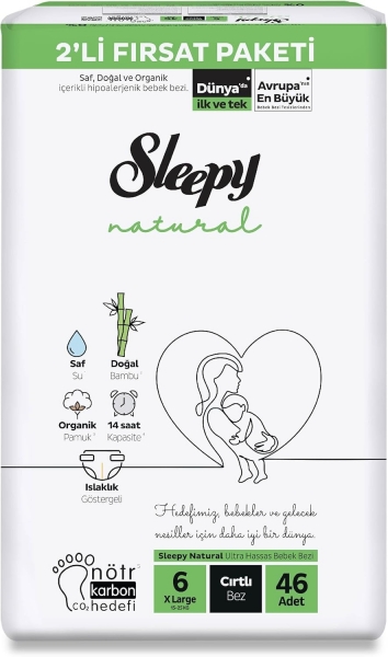 Sleepy Natural 6 Beden 46 Adet Bebek Bezi