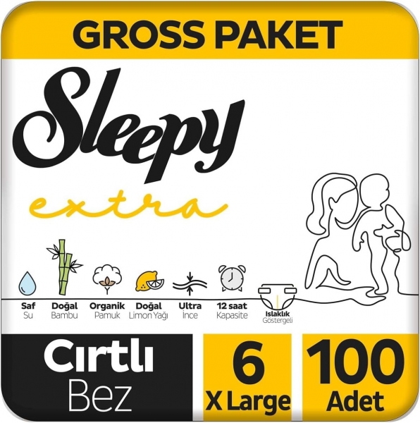 Sleepy Extra Günlük Aktivite 6 Beden 100 Adet Bebek Bezi