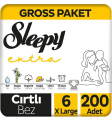 Sleepy Extra Günlük Aktivite 6 Beden 200 Adet Bebek Bezi