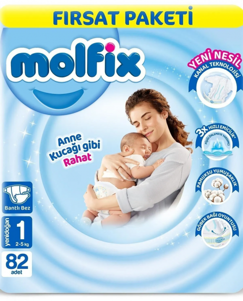 Molfix 1 Beden 82 Adet Bebek Bezi