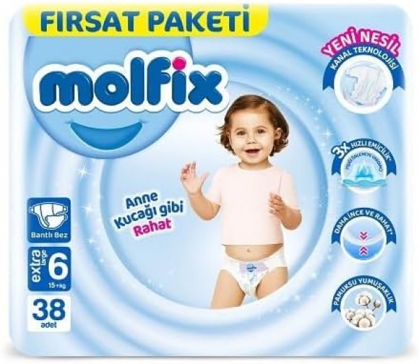 Molfix 6 Beden 38 Adet Bebek Bezi