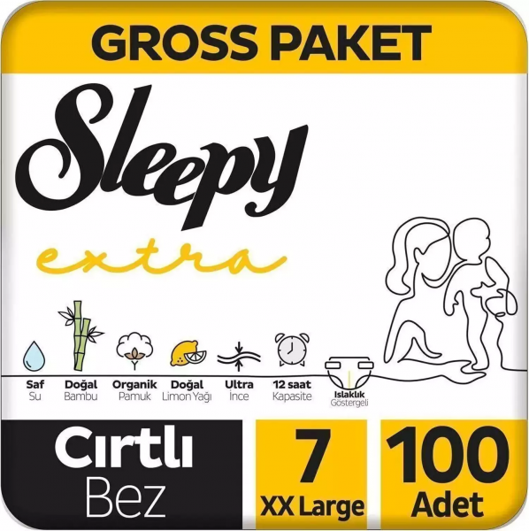 Sleepy Extra Günlük Aktivite 7 Beden 100 Adet Bebek Bezi
