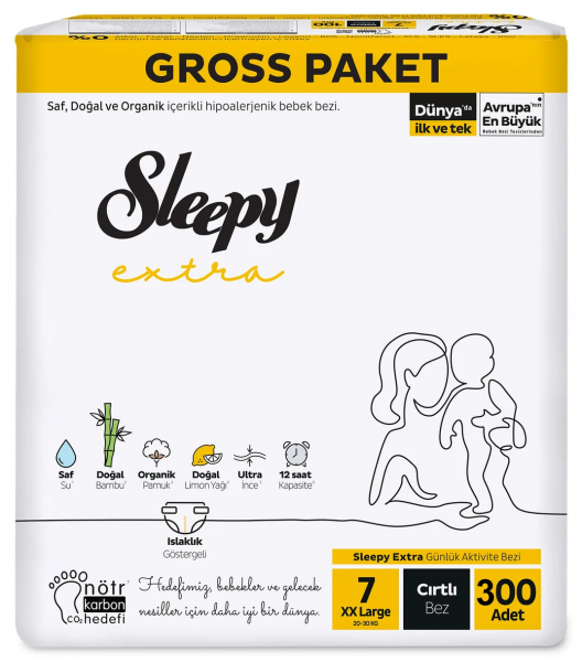Sleepy Extra Günlük Aktivite 7 Beden 300 Adet Bebek Bezi