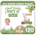 Baby Turco Doğadan 7 Beden 120 Adet Bebek Bezi