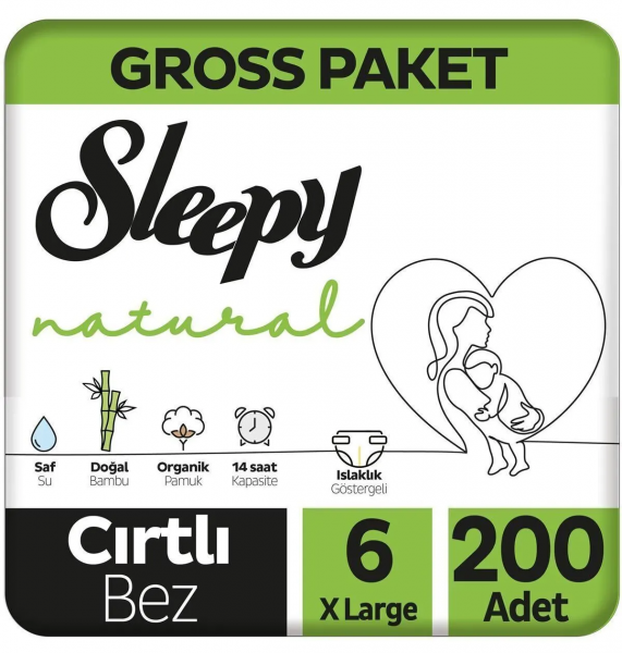 Sleepy Natural 6 Beden 200 Adet Bebek Bezi