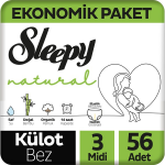 Sleepy Natural Külot Bez 3 Beden 56 Adet resim