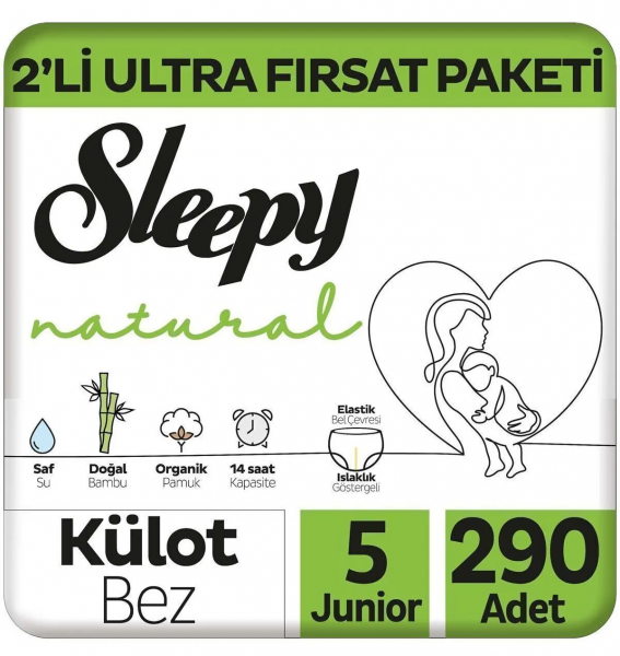 Sleepy Natural Külot Bez 5 Beden 290 Adet Bebek Bezi