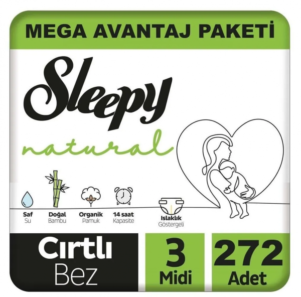 Sleepy Natural 3 Beden 272 Adet Bebek Bezi