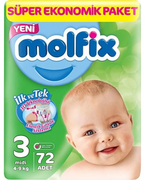 Molfix 3 Beden 72 Adet Bebek Bezi