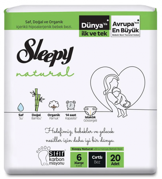 Sleepy Natural 6 Beden 20 Adet Bebek Bezi