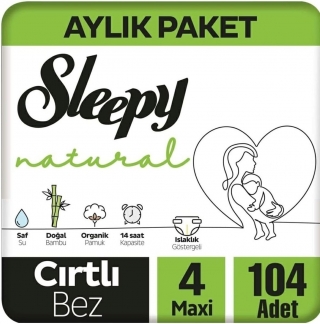 Sleepy Natural 4 Beden 104 Adet Bebek Bezi