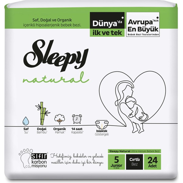 Sleepy Natural 5 Beden 24 Adet Bebek Bezi
