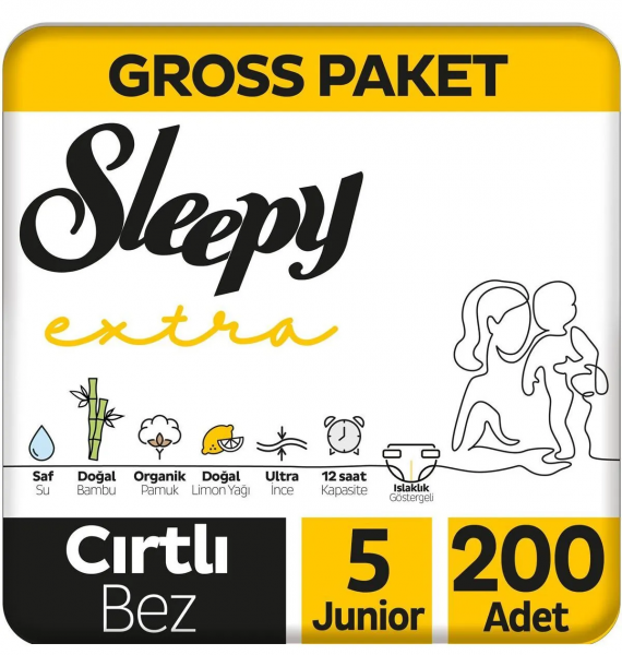 Sleepy Extra Günlük Aktivite 5 Beden 200 Adet Bebek Bezi