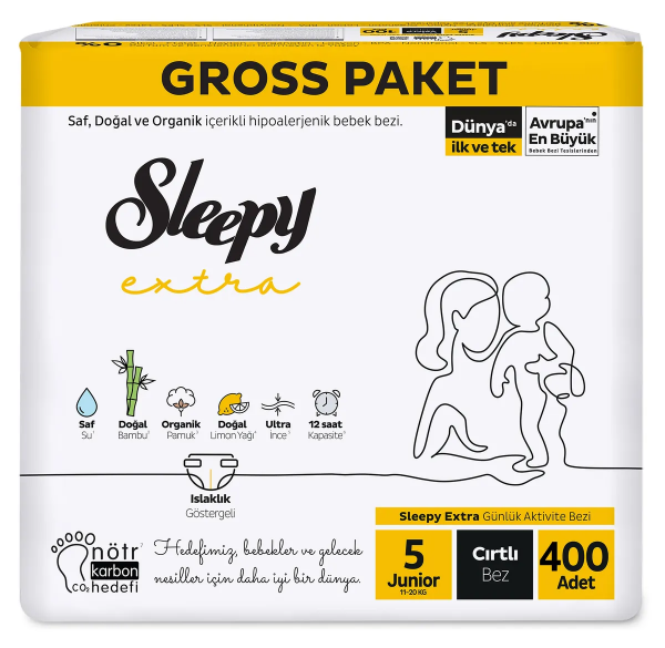 Sleepy Extra Günlük Aktivite 5 Beden 400 Adet Bebek Bezi