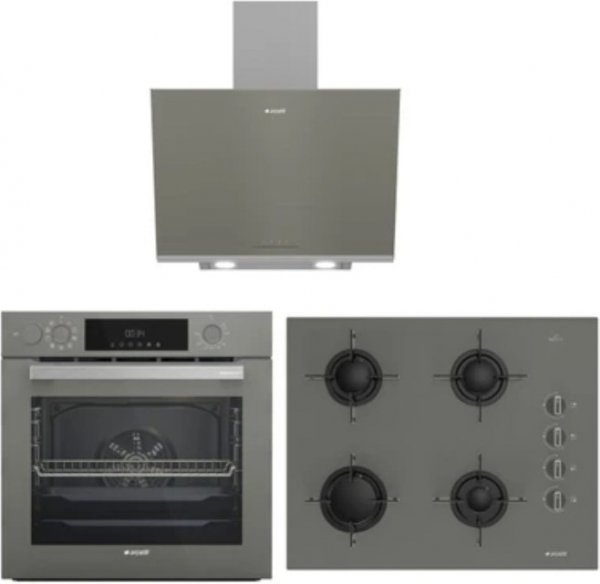 Arçelik Gri Üçlü Buhar Destekli Cam Ankastre Set OCD T 651 EG + AFC 342 G + ADE 606-2 G