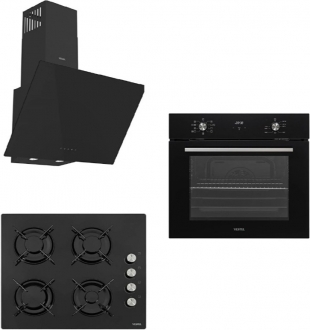 Vestel 81 Siyah 3'lü Ankastre Set AO-6104 YS-DG + AF-7684 YS + AD-63340 S