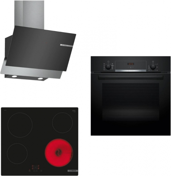 Bosch Elektrikli Ocaklı Üçlü Ankastre Set PKE611BA2E + HBF534EB0T + DWK65AD60R