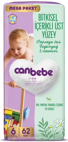 Canbebe 6 Beden 62 Adet Bebek Bezi