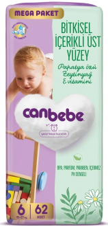 Canbebe 6 Beden 62 Adet Bebek Bezi