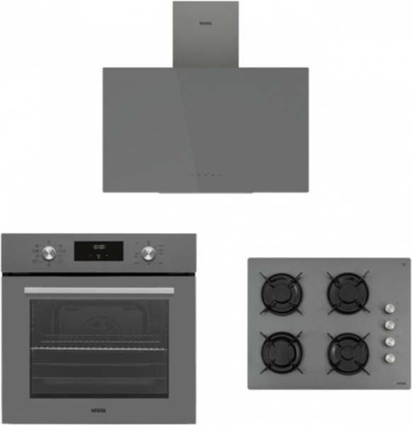Vestel Set 2 Gri Ankastre Set AO-65104 GDG-DW + AF-7684 YG + AD-63340 G