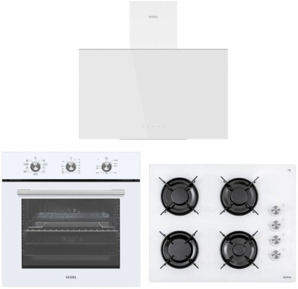 Vestel Eğik Beyaz Ankastre Set AO-65104 B + AF-6682 B-LF + AD-63340 B