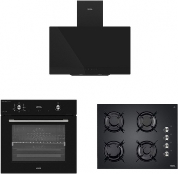 Vestel Buharlı Siyah Ankastre Set AO-65104 S + AF-8685 S + AD-63330 S