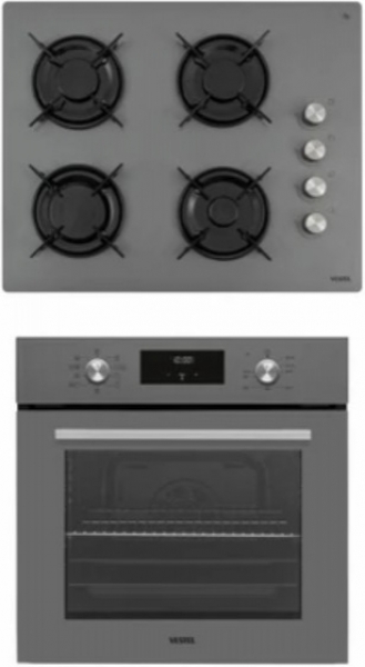 Vestel 2'li Gri Ankastre Set AO-65104 G + AF-7684 YG +