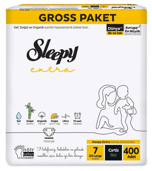 Sleepy Extra Günlük Aktivite 7 Beden 400 Adet Bebek Bezi