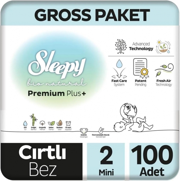 Sleepy Bio Natural 2 Beden 100 Adet Bebek Bezi